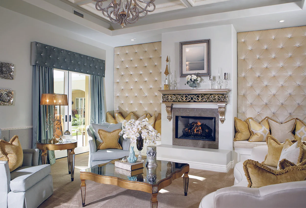 Living room decorated with a modern-Victorian design